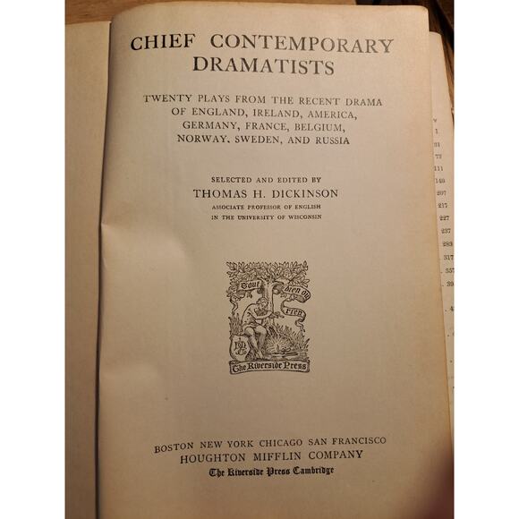 Chief Contemporary Dramatists First Series Vtg 1915 Ed Thomas Dickinson 20 Plays - Picture 1 of 7